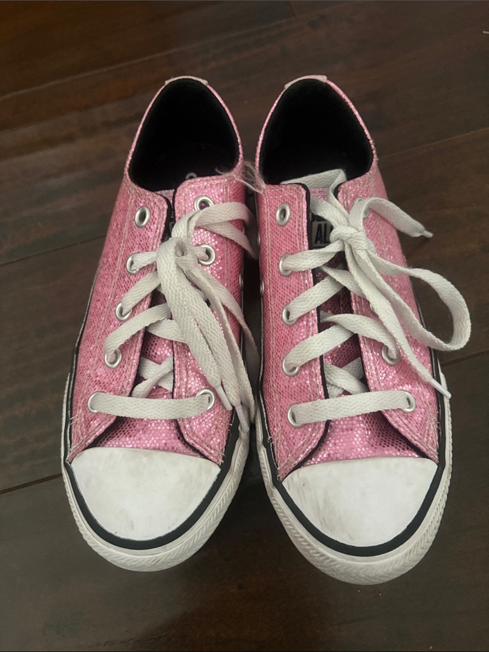Converse Kids Pink Glitter Lace-Up Sneakers